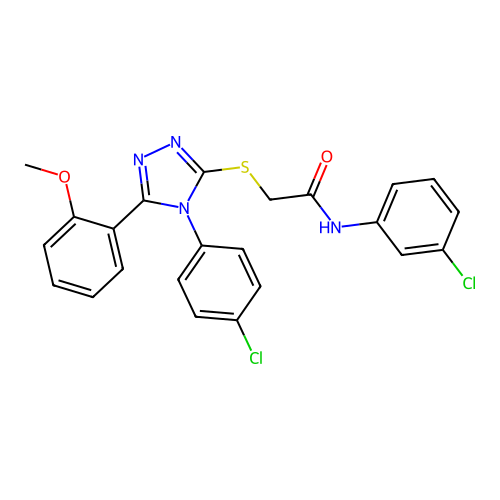 N-(3-chlorophenyl)-2-{[4-(4-chlorophenyl)-5-(2-methoxyphenyl)-4H-1,2,4-triazol-3-yl]sulfanyl}acetamide structure