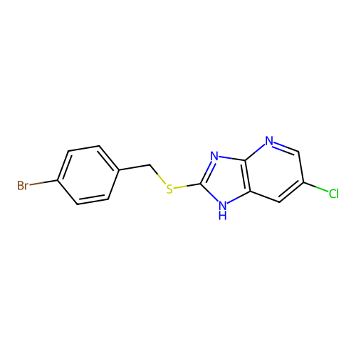 2-[(4-bromobenzyl)sulfanyl]-6-chloro-1H-imidazo[4,5-b]pyridine structure
