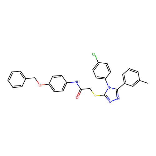 N-[4-(benzyloxy)phenyl]-2-{[4-(4-chlorophenyl)-5-(3-methylphenyl)-4H-1,2,4-triazol-3-yl]sulfanyl}acetamide structure