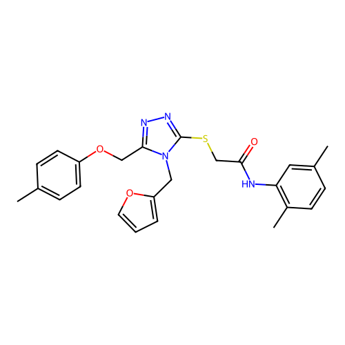N-(2,5-dimethylphenyl)-2-((4-(furan-2-ylmethyl)-5-((p-tolyloxy)methyl)-4H-1,2,4-triazol-3-yl)thio)acetamide structure