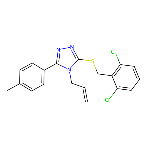 4-allyl-3-((2,6-dichlorobenzyl)thio)-5-(p-tolyl)-4H-1,2,4-triazole structure