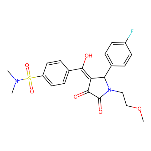 4-[[2-(4-fluorophenyl)-1-(2-methoxyethyl)-4,5-dioxopyrrolidin-3-ylidene]-hydroxymethyl]-N,N-dimethylbenzenesulfonamide structure