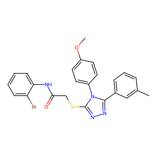 N-(2-bromophenyl)-2-[[4-(4-methoxyphenyl)-5-(3-methylphenyl)-1,2,4-triazol-3-yl]sulfanyl]acetamide structure