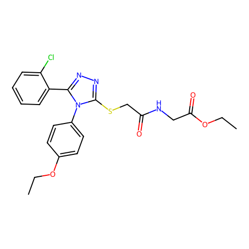 ethyl 2-(2-((5-(2-chlorophenyl)-4-(4-ethoxyphenyl)-4H-1,2,4-triazol-3-yl)thio)acetamido)acetate structure