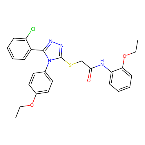 2-[[5-(2-chlorophenyl)-4-(4-ethoxyphenyl)-1,2,4-triazol-3-yl]sulfanyl]-N-(2-ethoxyphenyl)acetamide structure