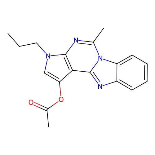 5-methyl-3-propyl-3H-benzo[4,5]imidazo[1,2-c]pyrrolo[3,2-e]pyrimidin-1-yl acetate structure
