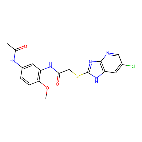 N-(5-acetamido-2-methoxyphenyl)-2-((6-chloro-3H-imidazo[4,5-b]pyridin-2-yl)thio)acetamide structure
