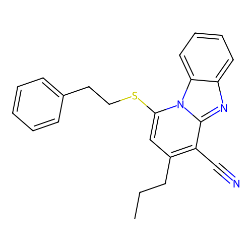 1-[(2-Phenylethyl)sulfanyl]-3-propylpyrido[1,2-a]benzimidazole-4-carbonitrile structure