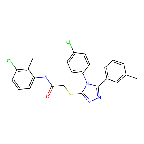 N-(3-chloro-2-methylphenyl)-2-{[4-(4-chlorophenyl)-5-(3-methylphenyl)-4H-1,2,4-triazol-3-yl]sulfanyl}acetamide structure