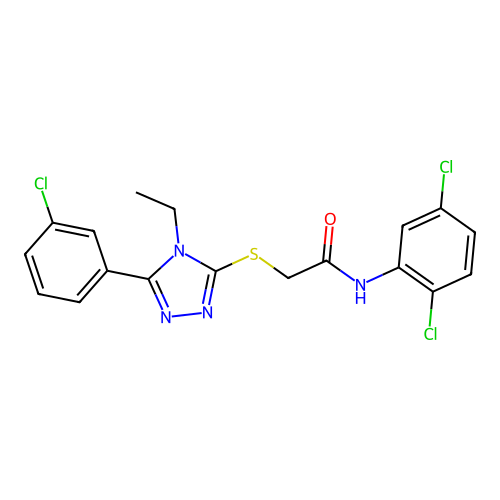 2-[[5-(3-chlorophenyl)-4-ethyl-1,2,4-triazol-3-yl]sulfanyl]-N-(2,5-dichlorophenyl)acetamide structure