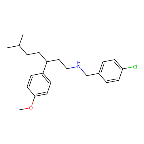 N-(4-chlorobenzyl)-3-(4-methoxyphenyl)-6-methylheptan-1-amine structure