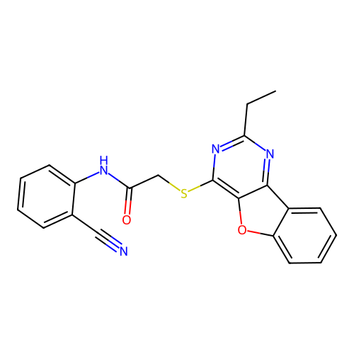 N-(2-cyanophenyl)-2-((2-ethylbenzofuro[3,2-d]pyrimidin-4-yl)thio)acetamide structure