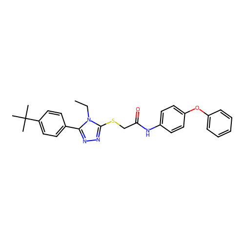 2-{[5-(4-tert-butylphenyl)-4-ethyl-4H-1,2,4-triazol-3-yl]sulfanyl}-N-(4-phenoxyphenyl)acetamide structure