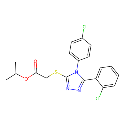 Propan-2-yl 2-[[5-(2-chlorophenyl)-4-(4-chlorophenyl)-1,2,4-triazol-3-yl]sulfanyl]acetate structure