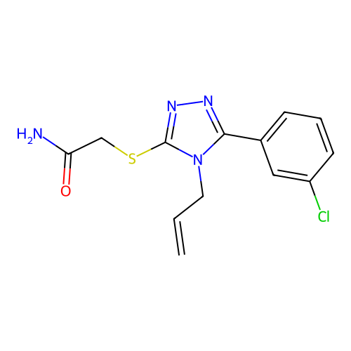 2-[[5-(3-Chlorophenyl)-4-prop-2-enyl-1,2,4-triazol-3-yl]sulfanyl]acetamide structure
