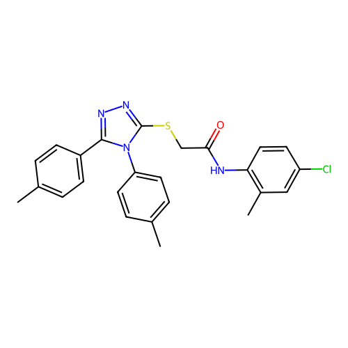 2-{[4,5-bis(4-methylphenyl)-4H-1,2,4-triazol-3-yl]sulfanyl}-N-(4-chloro-2-methylphenyl)acetamide structure