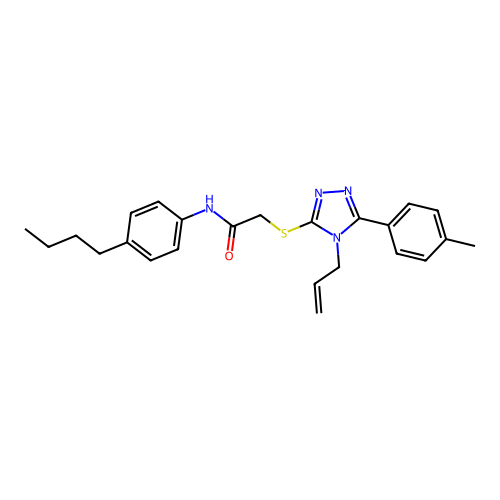 2-((4-allyl-5-(p-tolyl)-4H-1,2,4-triazol-3-yl)thio)-N-(4-butylphenyl)acetamide structure