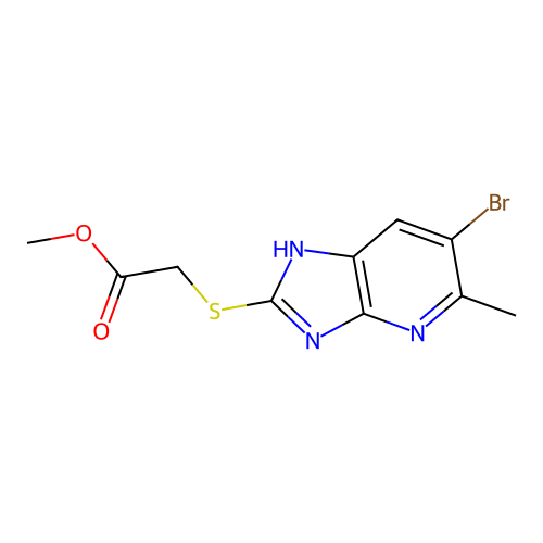 methyl [(6-bromo-5-methyl-1H-imidazo[4,5-b]pyridin-2-yl)sulfanyl]acetate structure