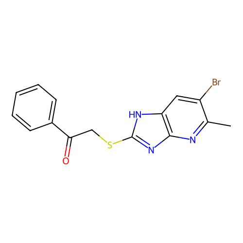 2-[(6-bromo-5-methyl-1H-imidazo[4,5-b]pyridin-2-yl)sulfanyl]-1-phenylethanone structure