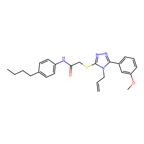 N-(4-butylphenyl)-2-[[5-(3-methoxyphenyl)-4-prop-2-enyl-1,2,4-triazol-3-yl]sulfanyl]acetamide structure