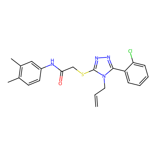 2-((4-allyl-5-(2-chlorophenyl)-4H-1,2,4-triazol-3-yl)thio)-N-(3,4-dimethylphenyl)acetamide structure
