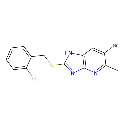 6-bromo-2-[(2-chlorobenzyl)sulfanyl]-5-methyl-1H-imidazo[4,5-b]pyridine structure