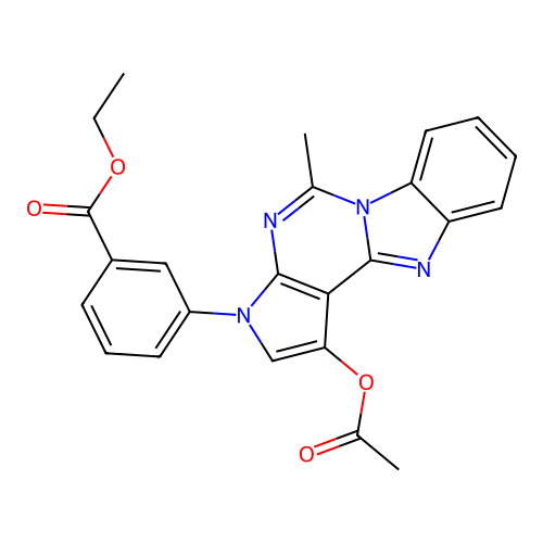 ethyl 3-(1-acetoxy-5-methyl-3H-benzo[4,5]imidazo[1,2-c]pyrrolo[3,2-e]pyrimidin-3-yl)benzoate structure