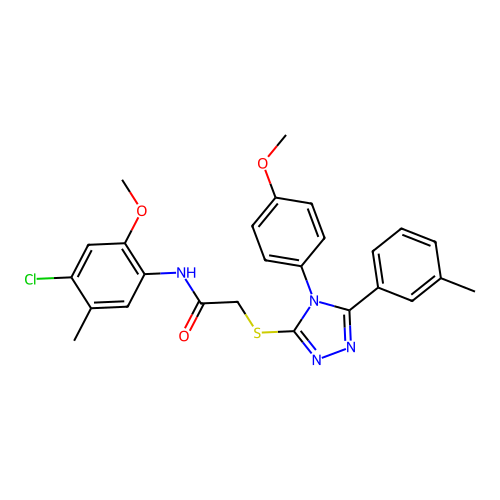 N-(4-chloro-2-methoxy-5-methylphenyl)-2-{[4-(4-methoxyphenyl)-5-(3-methylphenyl)-4H-1,2,4-triazol-3-yl]sulfanyl}acetamide structure