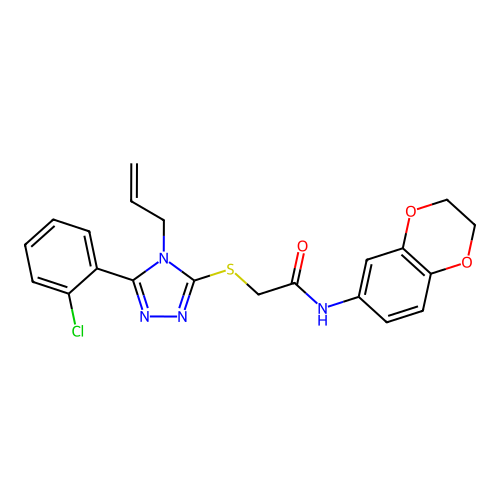 2-{[5-(2-chlorophenyl)-4-(prop-2-en-1-yl)-4H-1,2,4-triazol-3-yl]sulfanyl}-N-(2,3-dihydro-1,4-benzodioxin-6-yl)acetamide structure