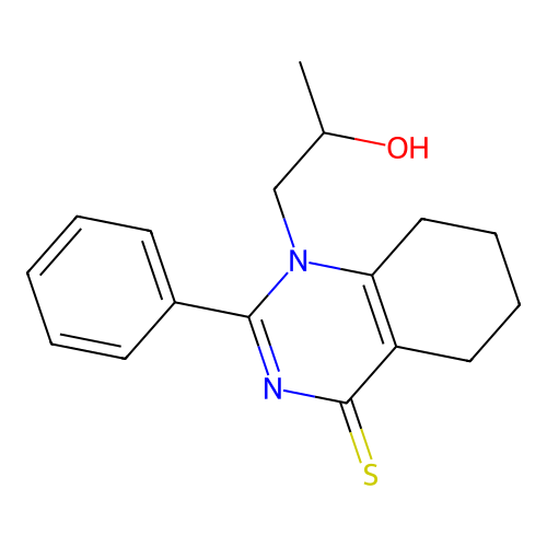 1-(2-hydroxypropyl)-2-phenyl-5,6,7,8-tetrahydroquinazoline-4(1H)-thione structure