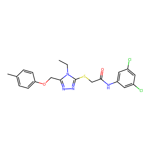 N-(3,5-dichlorophenyl)-2-((4-ethyl-5-((p-tolyloxy)methyl)-4H-1,2,4-triazol-3-yl)thio)acetamide structure