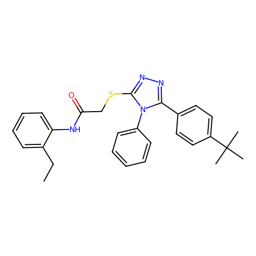 2-{[5-(4-tert-butylphenyl)-4-phenyl-4H-1,2,4-triazol-3-yl]sulfanyl}-N-(2-ethylphenyl)acetamide structure