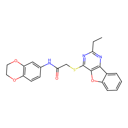N-(2,3-dihydro-1,4-benzodioxin-6-yl)-2-[(2-ethyl-[1]benzofuro[3,2-d]pyrimidin-4-yl)sulfanyl]acetamide structure