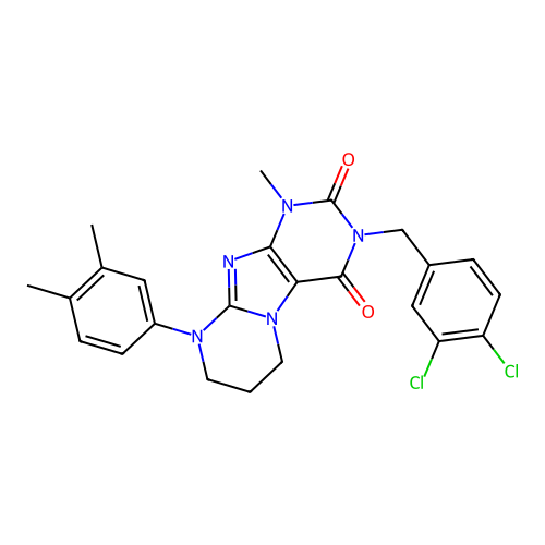 3-(3,4-dichlorobenzyl)-9-(3,4-dimethylphenyl)-1-methyl-6,7,8,9-tetrahydropyrimido[2,1-f]purine-2,4(1H,3H)-dione structure