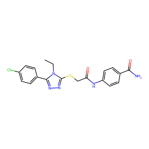 4-{2-[5-(4-Chlorophenyl)-4-ethyl-1,2,4-triazol-3-ylthio]acetylamino}benzamide structure