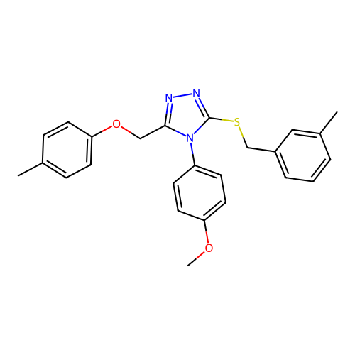 4-(4-methoxyphenyl)-3-[(4-methylphenoxy)methyl]-5-[(3-methylphenyl)methylsulfanyl]-1,2,4-triazole structure