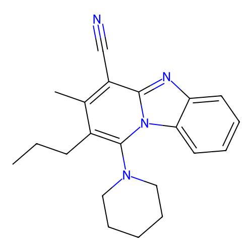3-Methyl-1-piperidin-1-yl-2-propylpyrido[1,2-a]benzimidazole-4-carbonitrile structure