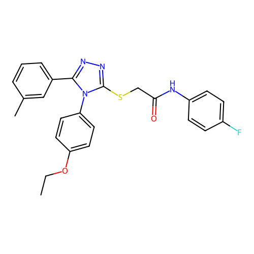 2-[[4-(4-ethoxyphenyl)-5-(3-methylphenyl)-1,2,4-triazol-3-yl]sulfanyl]-N-(4-fluorophenyl)acetamide structure