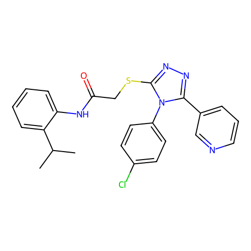 2-{[4-(4-chlorophenyl)-5-(pyridin-3-yl)-4H-1,2,4-triazol-3-yl]sulfanyl}-N-[2-(propan-2-yl)phenyl]acetamide structure