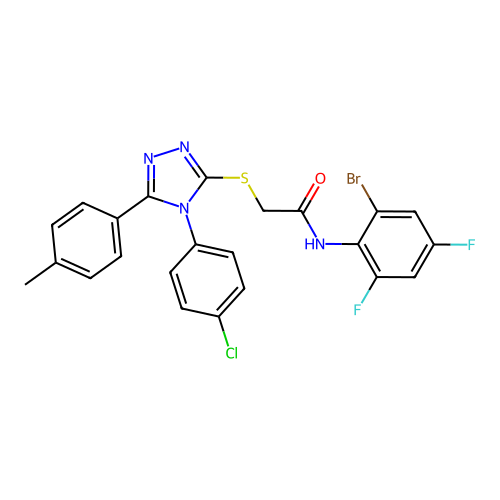 C23H16BrClF2N4OS structure