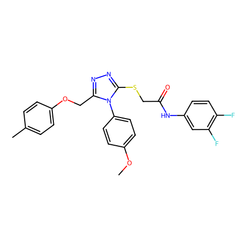 N-(3,4-difluorophenyl)-2-((4-(4-methoxyphenyl)-5-((p-tolyloxy)methyl)-4H-1,2,4-triazol-3-yl)thio)acetamide structure