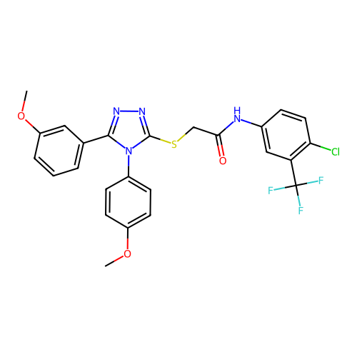 N-[4-chloro-3-(trifluoromethyl)phenyl]-2-{[5-(3-methoxyphenyl)-4-(4-methoxyphenyl)-4H-1,2,4-triazol-3-yl]sulfanyl}acetamide structure