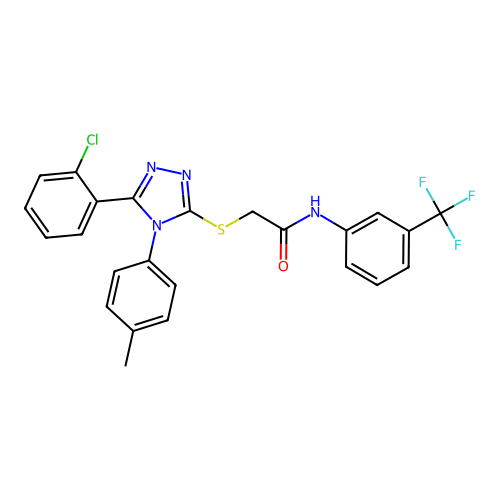 2-{[5-(2-chlorophenyl)-4-(4-methylphenyl)-4H-1,2,4-triazol-3-yl]sulfanyl}-N-[3-(trifluoromethyl)phenyl]acetamide structure