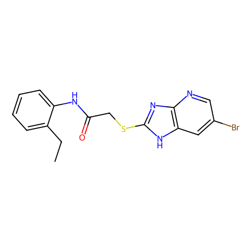 2-[(6-bromo-1H-imidazo[4,5-b]pyridin-2-yl)sulfanyl]-N-(2-ethylphenyl)acetamide structure