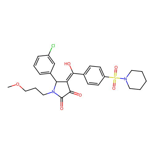 (4E)-5-(3-chlorophenyl)-4-[hydroxy-(4-piperidin-1-ylsulfonylphenyl)methylidene]-1-(3-methoxypropyl)pyrrolidine-2,3-dione structure
