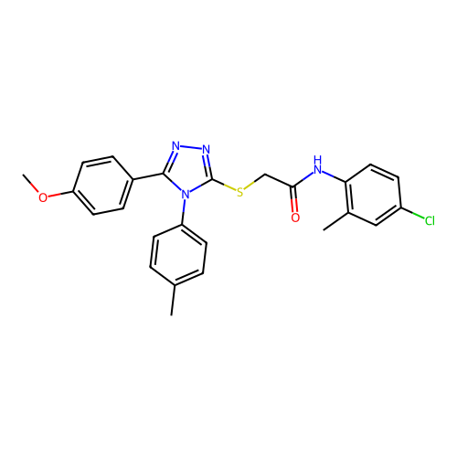 N-(4-chloro-2-methylphenyl)-2-{[5-(4-methoxyphenyl)-4-(4-methylphenyl)-4H-1,2,4-triazol-3-yl]sulfanyl}acetamide structure