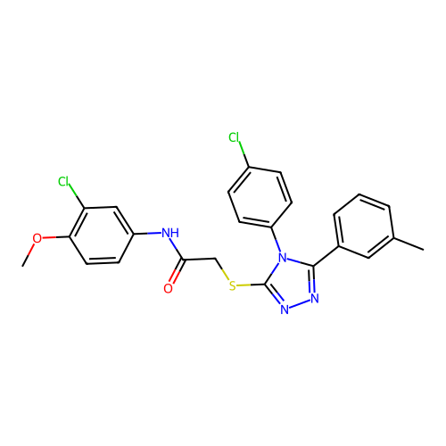N-(3-chloro-4-methoxyphenyl)-2-{[4-(4-chlorophenyl)-5-(3-methylphenyl)-4H-1,2,4-triazol-3-yl]sulfanyl}acetamide structure