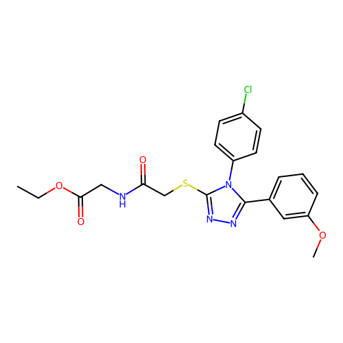 ethyl 2-(2-((4-(4-chlorophenyl)-5-(3-methoxyphenyl)-4H-1,2,4-triazol-3-yl)thio)acetamido)acetate structure