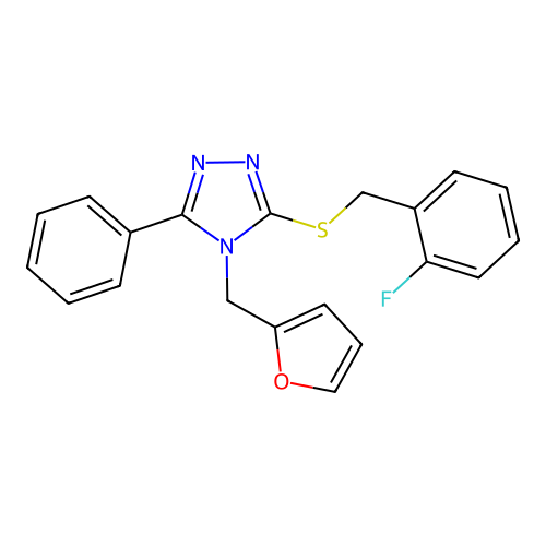 3-[(2-Fluorophenyl)methylthio]-4-(2-furylmethyl)-5-phenyl-1,2,4-triazole structure