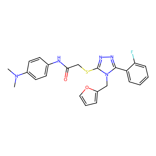 N-[4-(dimethylamino)phenyl]-2-{[5-(2-fluorophenyl)-4-(furan-2-ylmethyl)-4H-1,2,4-triazol-3-yl]sulfanyl}acetamide structure